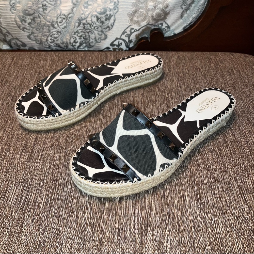 VALENTINO GARAVANI Rockstud Slides 1966 Giraffe ESPADRILLE - Sz 9 (EU 39) Italy - Picture 6 of 16